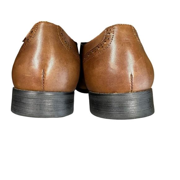 EXPRESS Tan Leather Wingtip Lace Up Oxford Worn Once Size 10 - Picture 10 of 16